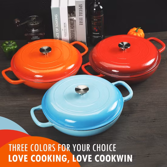 뜨거운 판매 에나멜 주철 얕은 Braiser 로스터 중국 공장