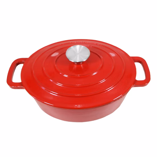 에나멜 타원형 주철 로스터 중국 공장 크기 27X21X10cm